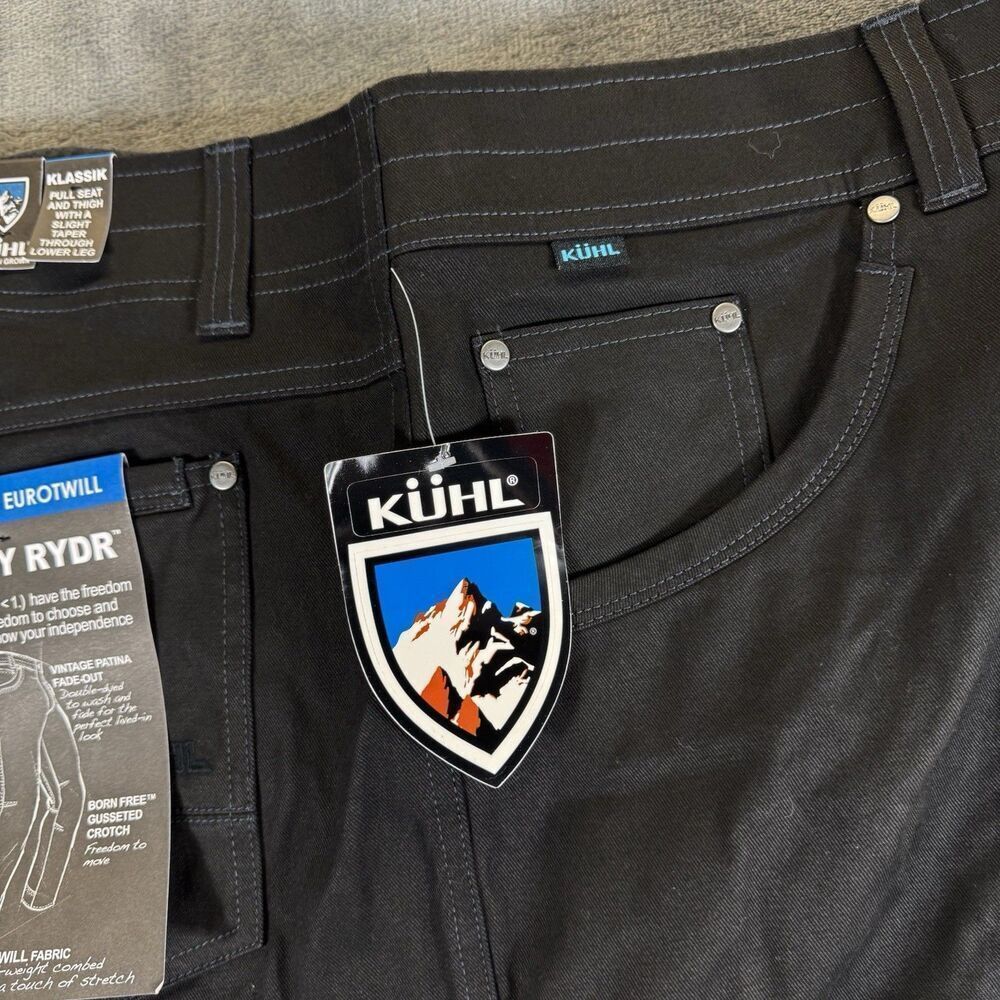 NWT Kuhl Sz 42/32 Easy RYDR Pants Men's Mid Weight Euro Twill Black Ryder Kühl - Picture 3 of 16